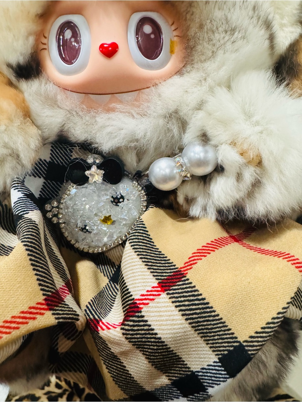 Custom Real Fur Leopard Labubu with Accessories - Picture 3 of 6